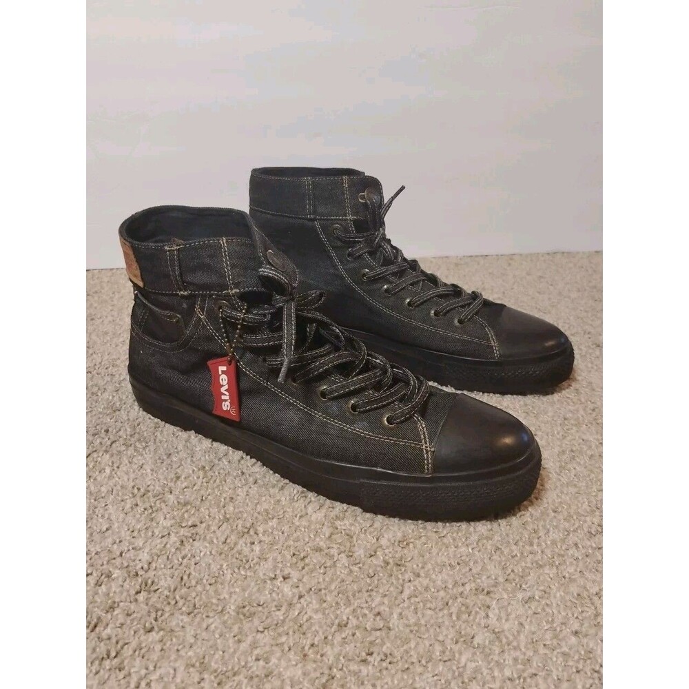 Levi's Strauss Mens Canvas Upper Denim Sneakers Hightop Charcoal Black Size 13